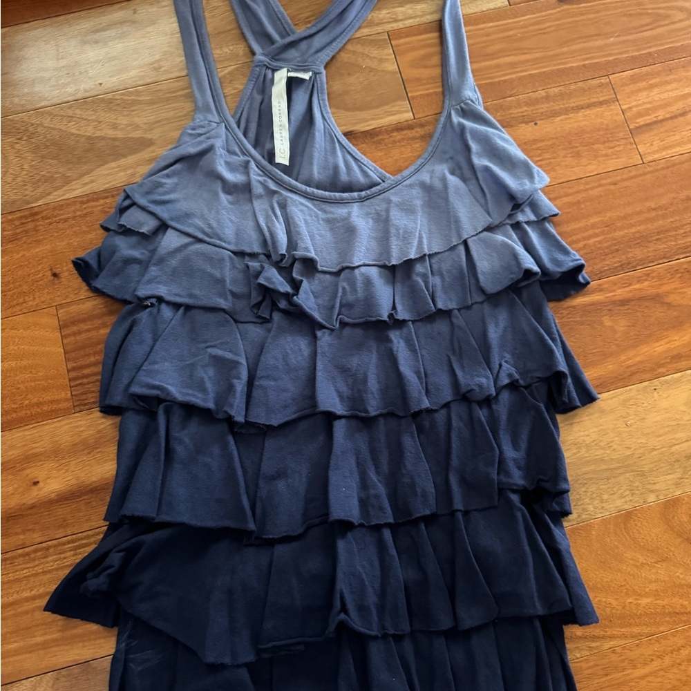 LC Lauren Conrad Ruffle Layered Tank Top - Gray and Blue